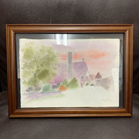渡辺あきお 原画 フランス ノアン村 風景画